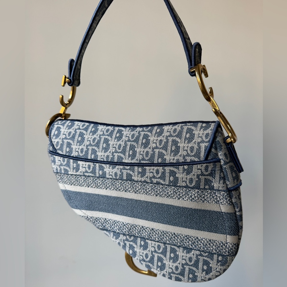 Dior Oblique Jacquard Saddle Bag Blue - Picture 5 of 12